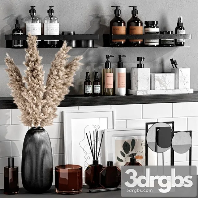 Decorative set with dried flowers 06 3D Model Free