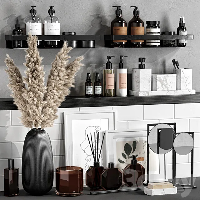 Decorative set with dried flowers 06 3DModel