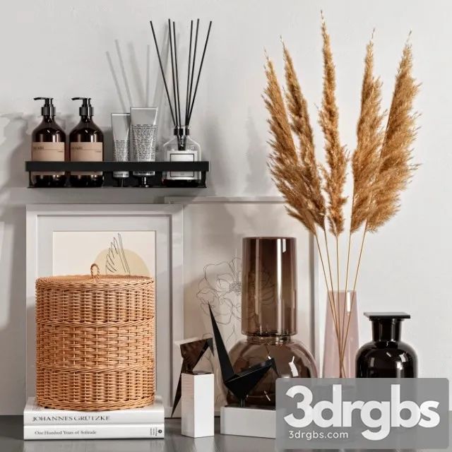 Decorative Set With Dried Flowers 3D Model Download