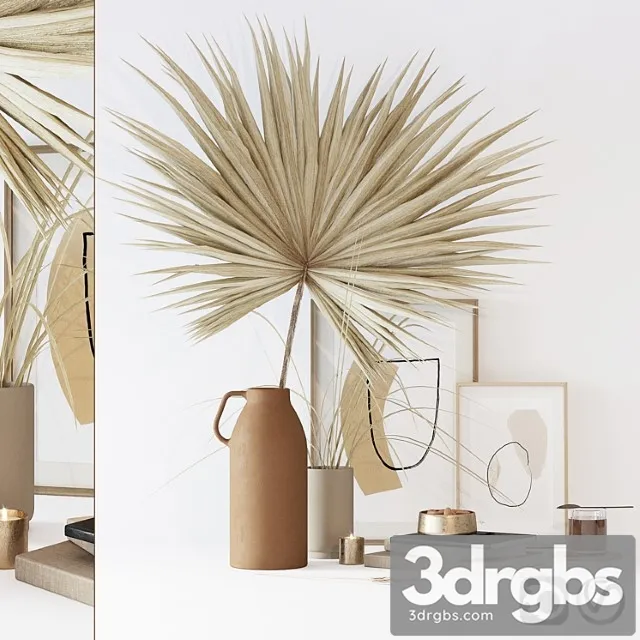 Decorative set with dryed palm_1 3D Model Download