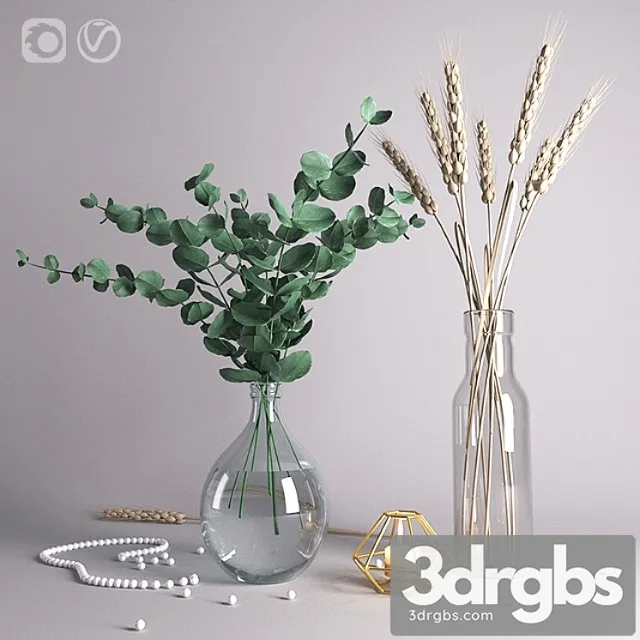 Decorative set with eucalyptus 2 3D Model Download