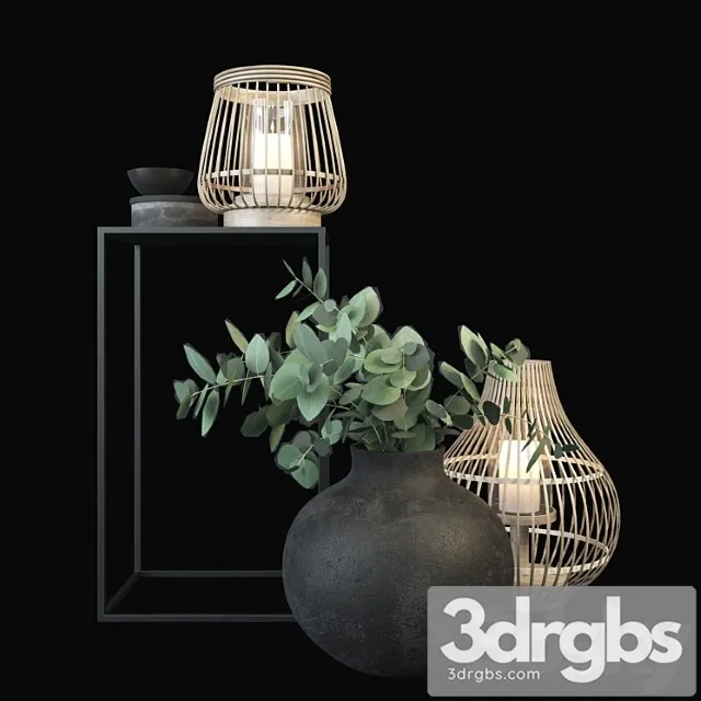 Decorative set with eucalyptus 3D Model Download