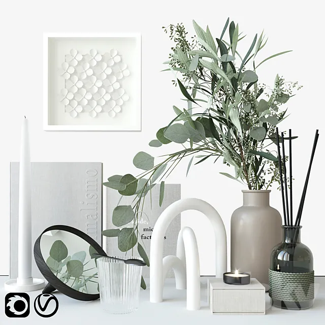 Decorative set with eucalyptus 3DModel