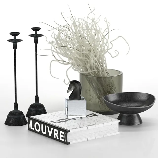 Decorative set with feather grass 3DModel