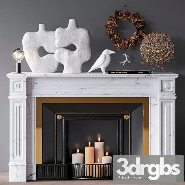 Decorative Set With Fireplace 1 3D Model Free