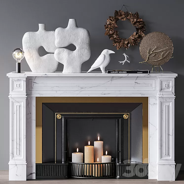 Decorative set with fireplace 3D Model