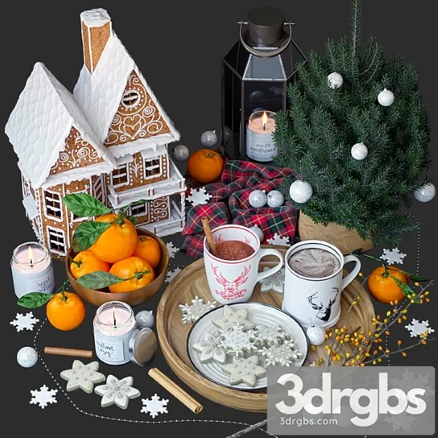 Decorative set with gingerbread house Free Download