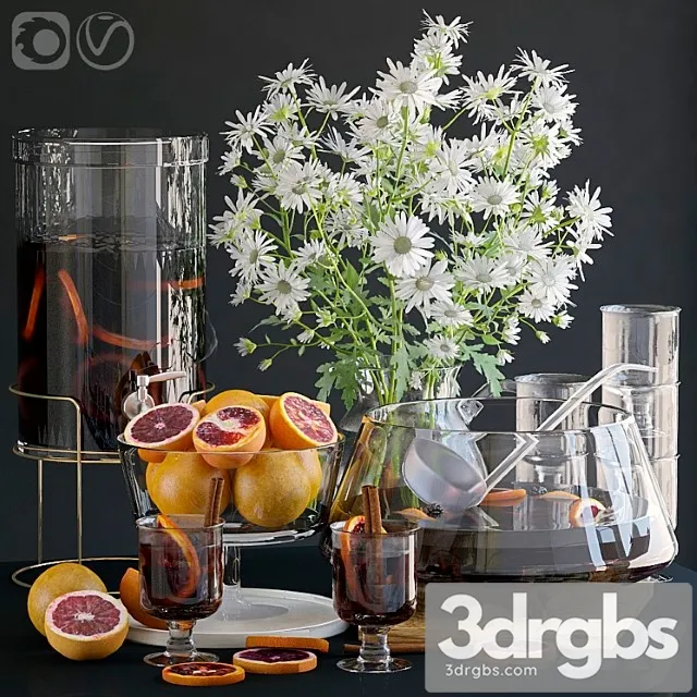 Decorative set with grapefruits. 3D Model Free