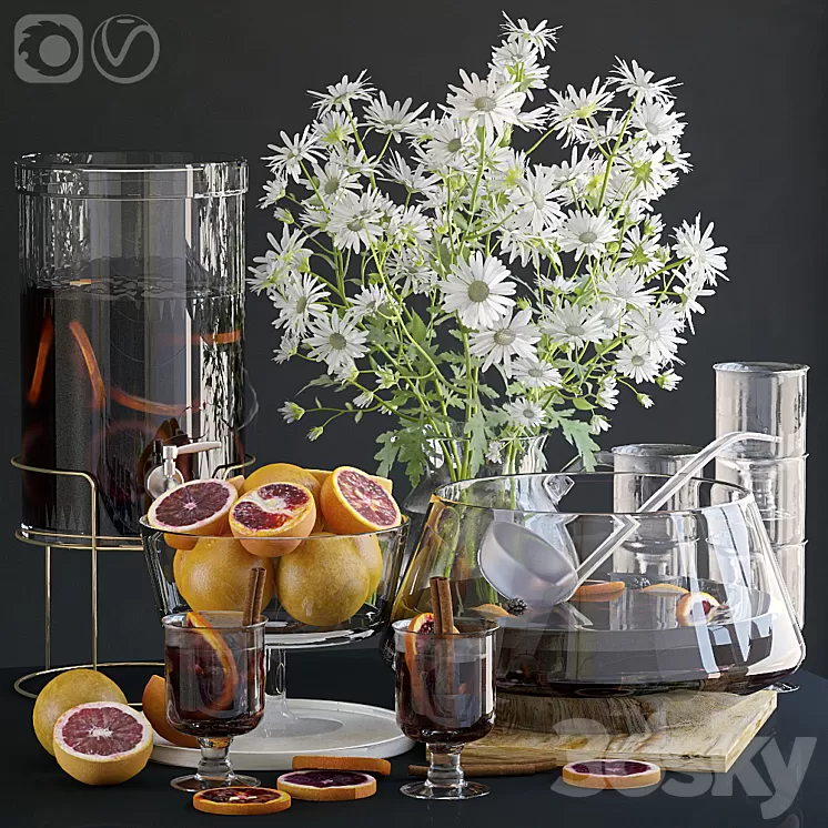 Decorative set with grapefruits.