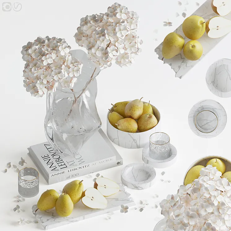 Decorative set with hydrangea - 03 3D Model Free