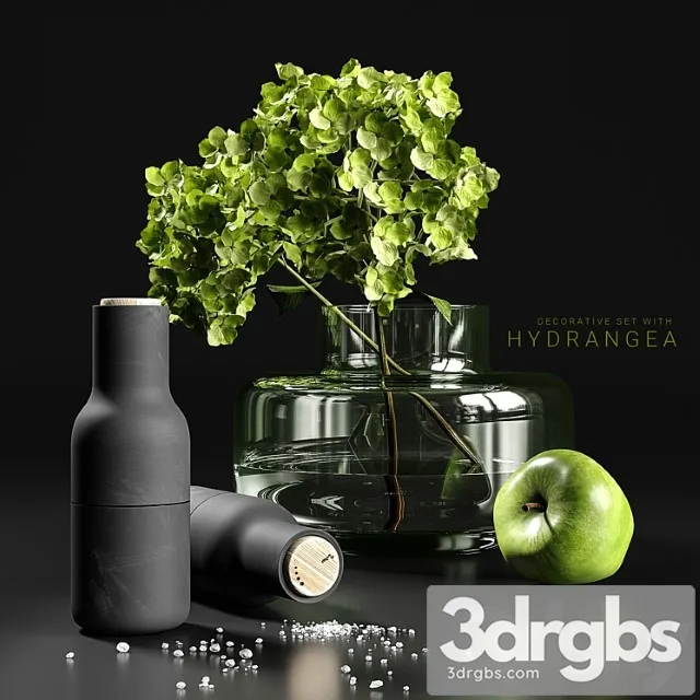 Decorative set with hydrangea 3D Model Download