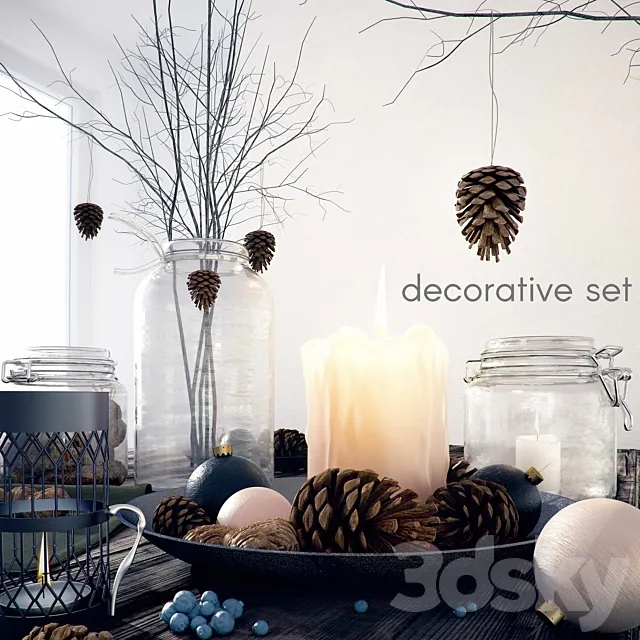 Decorative set with jars and candles Free Download