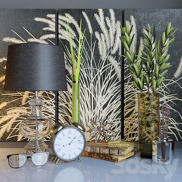 Decorative set with lamp Uttermost Paulinus 3D Model