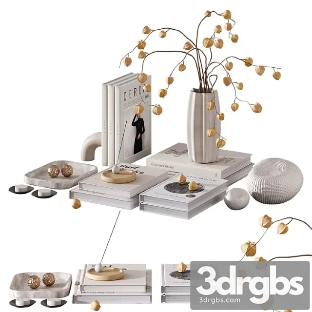 Decorative Set With Lantern Faux Bouquet 3D Model Free