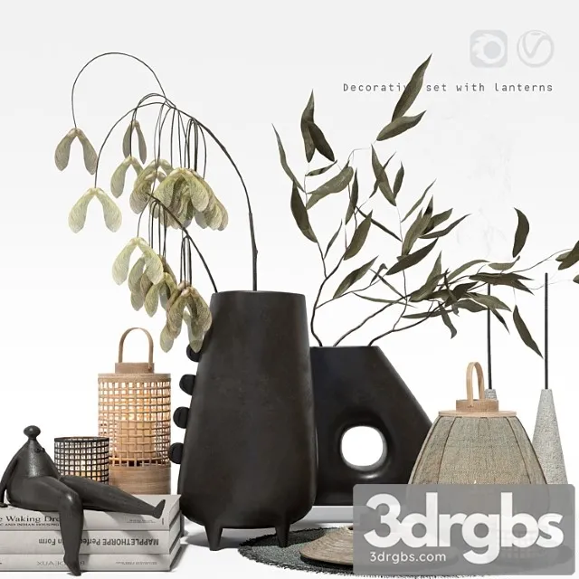 Decorative set with lanterns