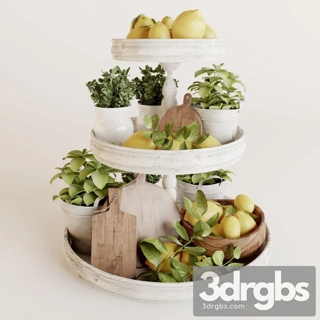 Decorative Set With Lemons 3D Model Free