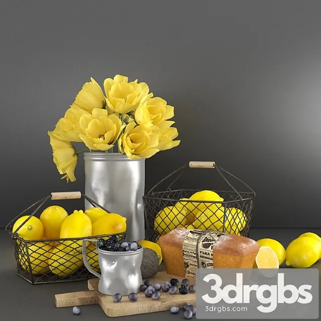Decorative set with lemons 3D Model Free
