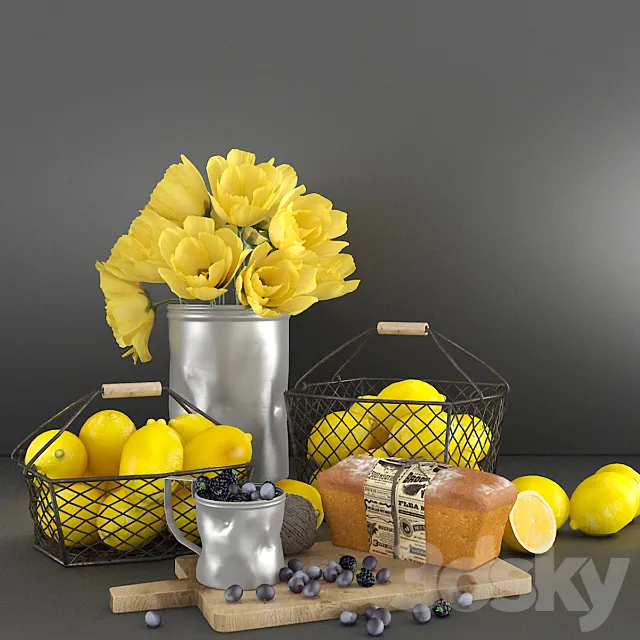 Decorative set with lemons 3DModel
