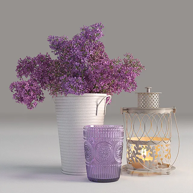 Decorative set with lilac 3D Model