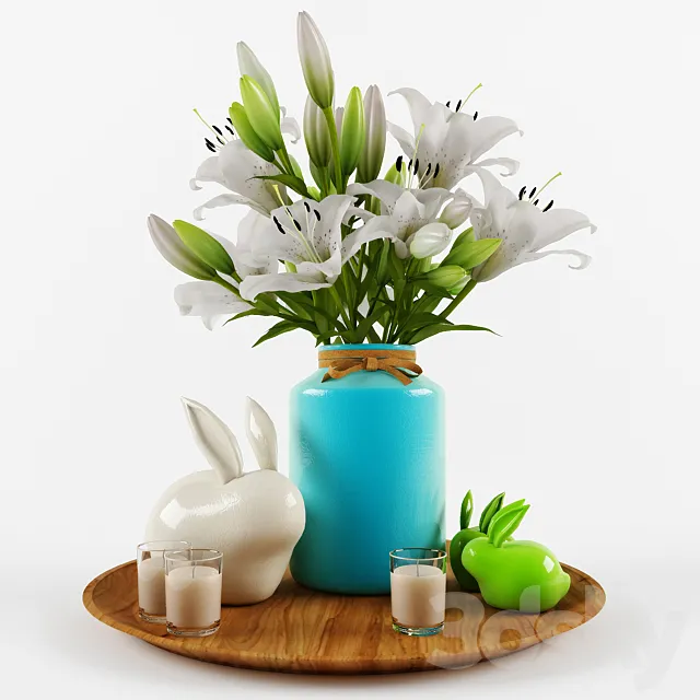 Decorative set with lilies 3D Model