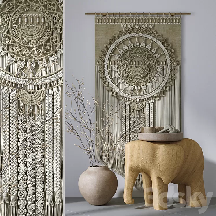 Decorative set with panels Macrame # 6 3D Model