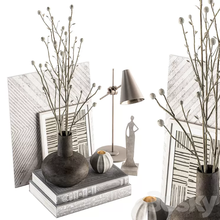 Decorative Set with papavet - Set 55 3D Model