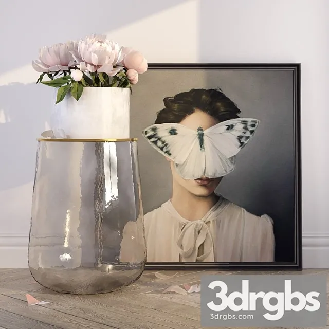 Decorative Set With Peonies_2 3D Model Download