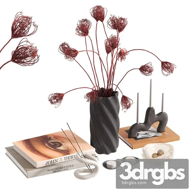 Decorative Set With Pink Queen Annes Lace 3D Model Free