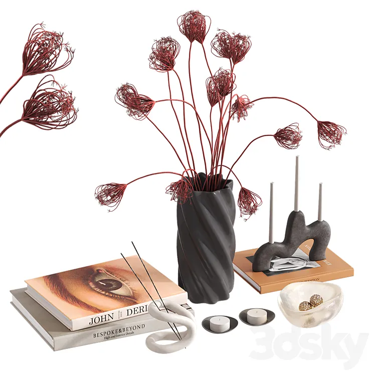 Decorative set with Pink Queen Anne's Lace 3D Model Free
