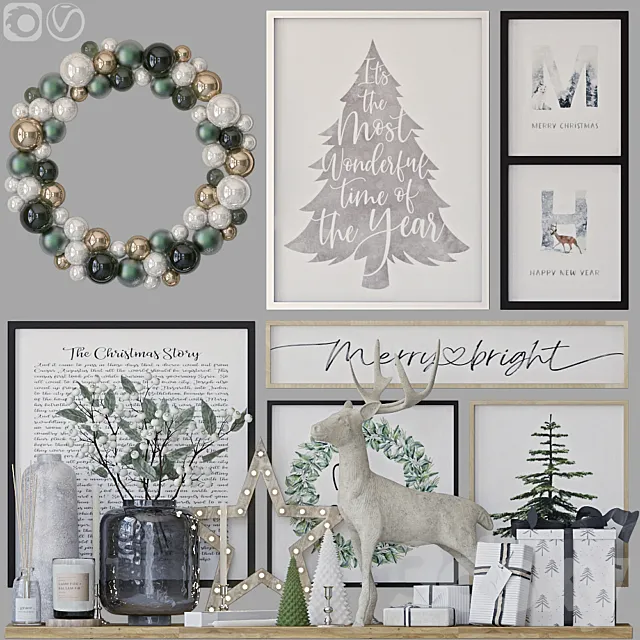 Decorative set with posters 4 3DModel