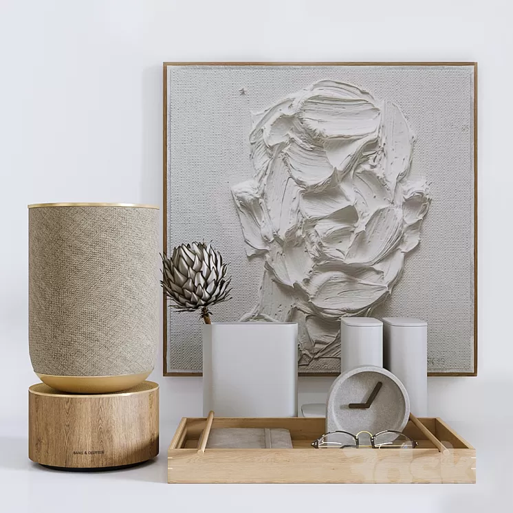 Decorative set with Protea and Plaster panel 3D Model Free