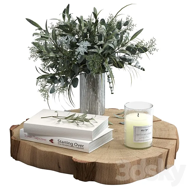 Decorative set with slab and bouquet Free Download