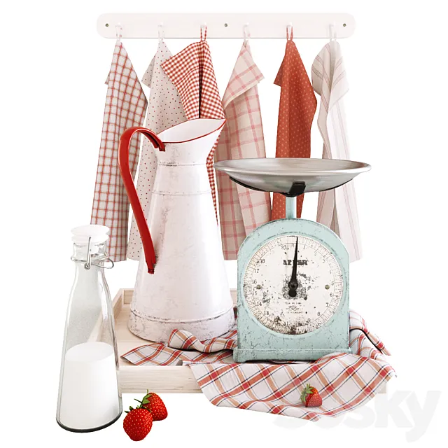 Decorative set with strawberry 3D Model