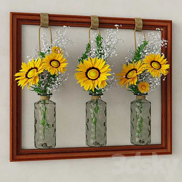 Decorative set with sunflowers 3DModel