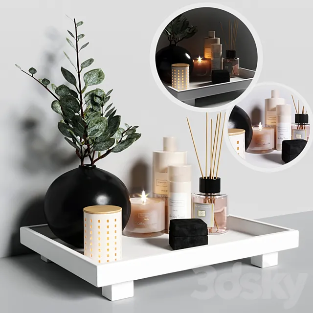 Decorative set with tray 3D Model