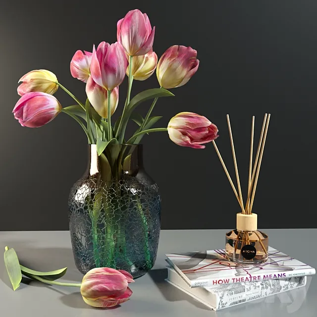 Decorative set with tulips Free Download