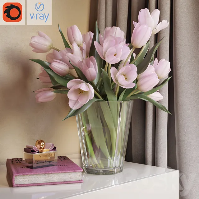 Decorative set with tulips 3DModel