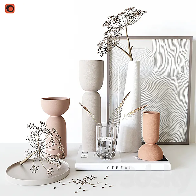 Decorative set with vase 24 3D Model