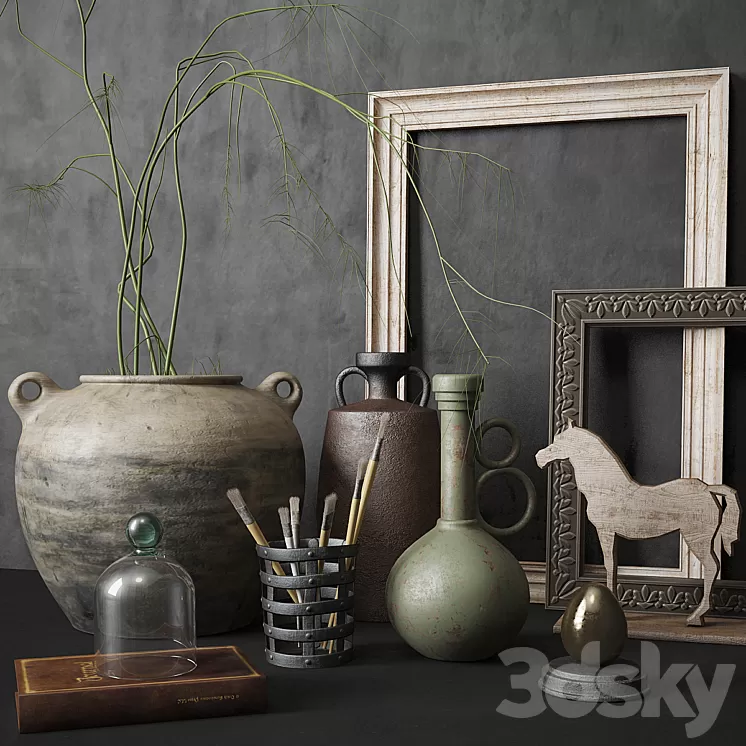Decorative set with vases 3D Model