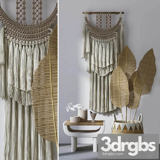 Decorative Set With Wall Hanging Macrame 4 3D Model Download