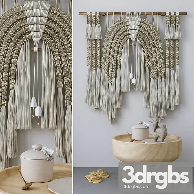 Decorative Set With Wall Hanging Macrame 5 3D Model Download