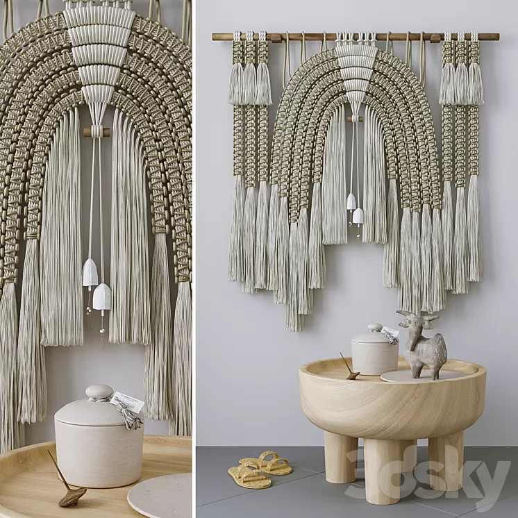 Decorative set with Wall Hanging Macrame # 5 3D Model