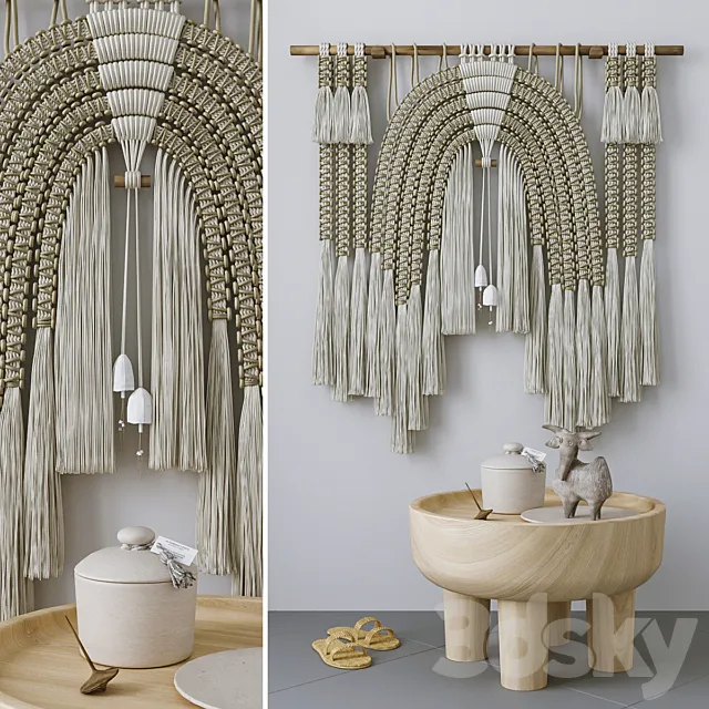 Decorative set with Wall Hanging Macrame # 5 3DModel
