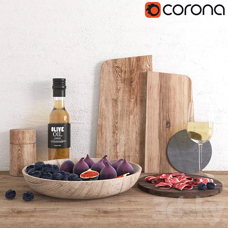 Decorative Set (With wine) 3D Model