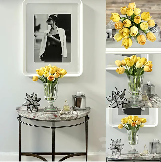 Decorative set with yellow tulips Free Download