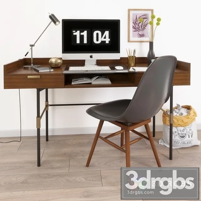 Decorative Set Workplace 3D Model Free
