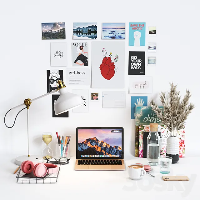 Decorative Set "Workspace for Girls" 3D Model