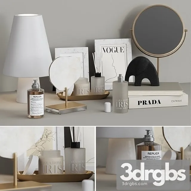 Decorative set zara home 3 with table lamp 3D Model Download