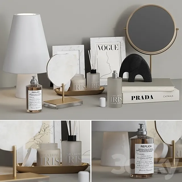 Decorative set Zara Home 3 with Table lamp 3DModel