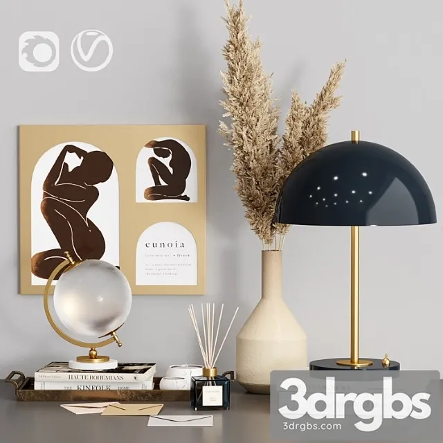 Decorative set zara home with dry plants 3D Model Free